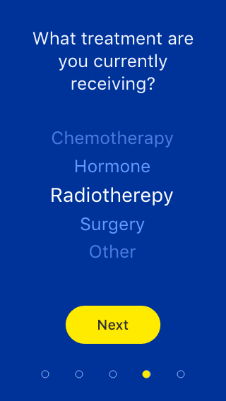 App screenshot - choose the treatment you are receiving