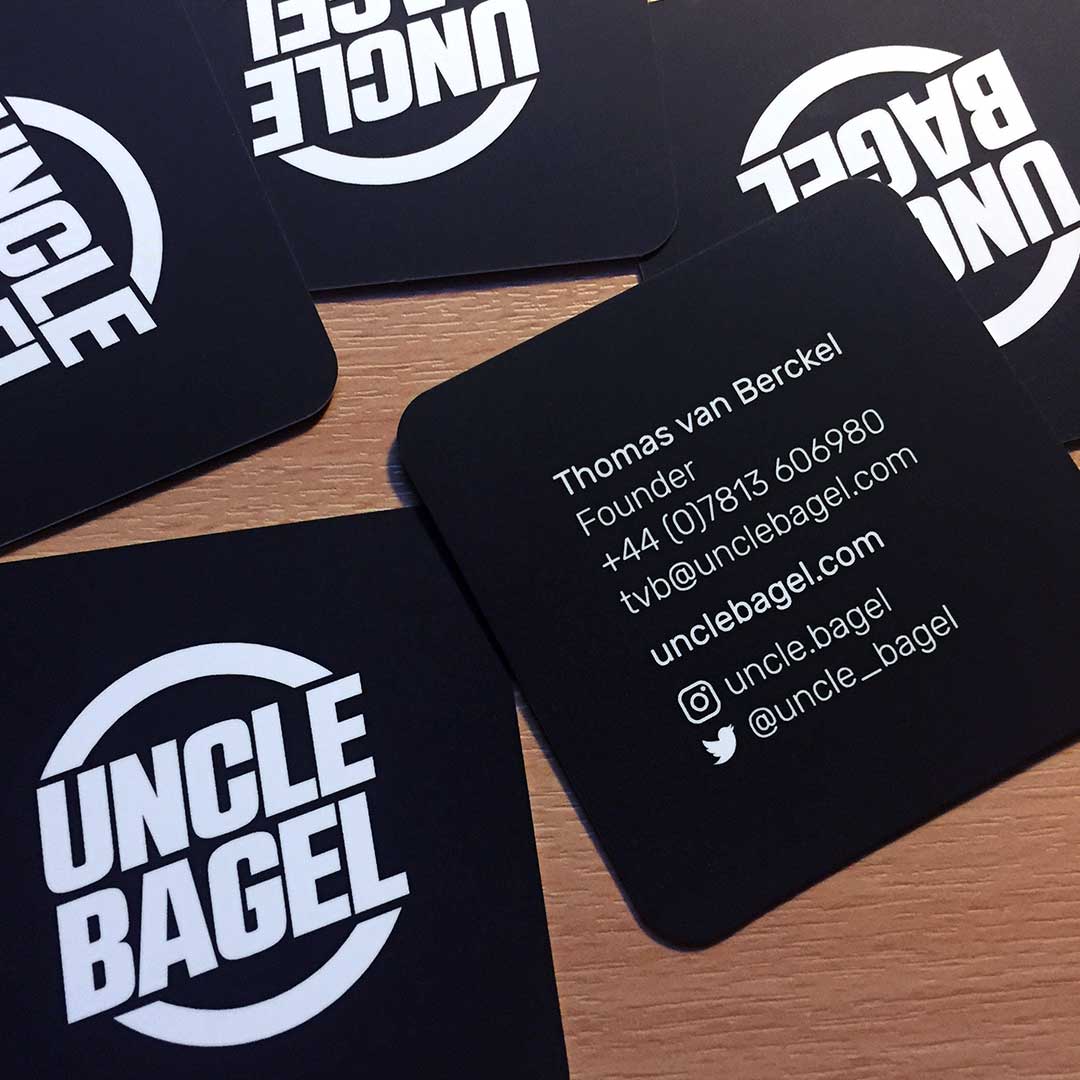 Uncle Bagel logo and business cards